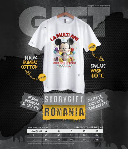 Tricou Copii cu Zi de Nastere cu Mickey Mouse – Zambete si Bucurie 100% Bumbac, Alb, 10 Ani [5]