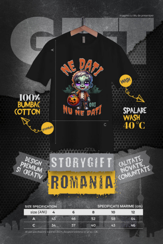 Tricou Femei, Barbati, Copii, Fata, Baiat, Unisex Personalizat Zombie Din Mormânt cu Mesaj „E Doar un Zombie Nu Te Speria” | Cadou Personalizat Halloween [3]