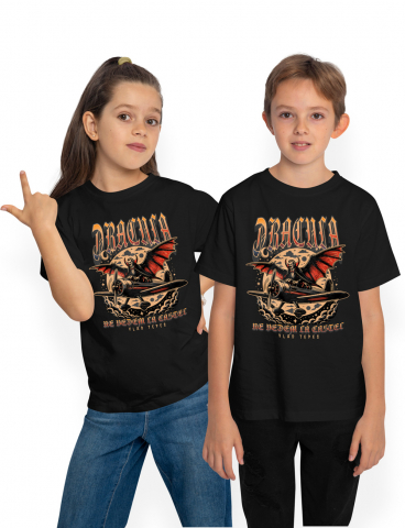 Promotii - Tricou Copii  Dracula-Ne vedem la castel Vlad Tepes 100% Bumbac, Unisex, Negru, 8 Ani, 134CM