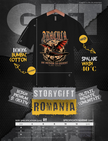 Tricou Copii  Dracula-Ne vedem la castel Vlad Tepes 100% Bumbac, Unisex, Negru, 8 Ani, 134CM [1]