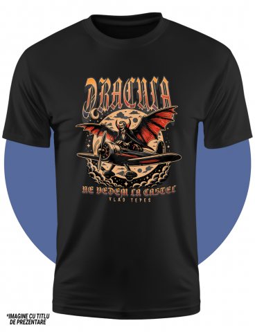 Tricou Copii  Dracula-Ne vedem la castel Vlad Tepes 100% Bumbac, Unisex, Negru, 8 Ani, 134CM [2]