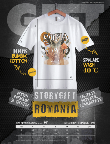 Tricou Copii Fete Cu Numele Sofia, Colaj Fata, Fluture, Flori, Cerc 100% Bumbac, Unisex, Alb, 8 Ani, 134CM [1]