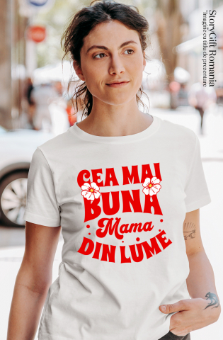 Tricou Femei Cea-mai-buna-mama, mom, fiica familie cu imprimeu pe Fata, 100% Bumbac, Alb, M [1]