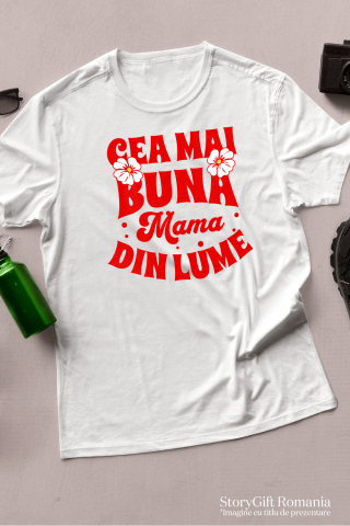 Tricou Femei Cea-mai-buna-mama, mom, fiica familie cu imprimeu pe Fata, 100% Bumbac, Alb, M [2]