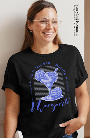 Tricou Femei Cocktail Bar Margarita plaja vacanta concediu cu imprimeu pe Fata, 100% Bumbac, Negru, M [1]