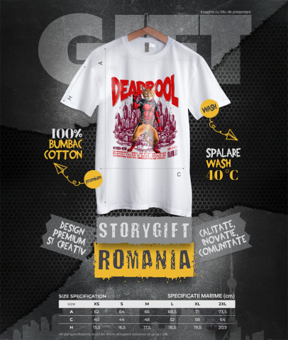 Tricou Femei, Barbati, Copii, Fata, Baiat, Unisex Personalizat Pisică Abisiniană în Costum Deadpool – Supererou Amuzant pentru Iubitorii de Pisici [3]