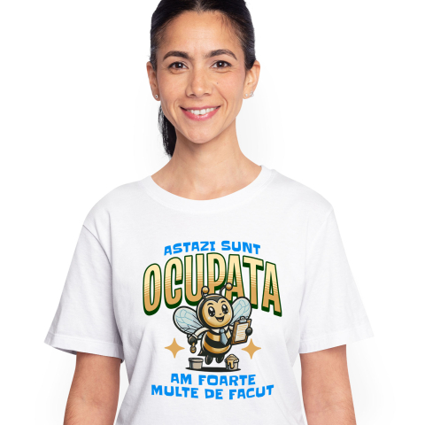 Tricou Femei, Barbati, Copii, Fata, Baiat, Unisex Personalizat Tricou Personalizat Albina cu Cravată – Mesaj Amuzant pentru Birou | Cadou pentru Muncitori