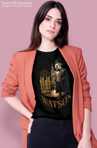 Tricou Femei cu Animal in Costumul Regal din Londra, Peronalizata cu Numele si Poza Animalului Tau cu imprimeu pe Fata, 100% Bumbac, Negru, XS [1]