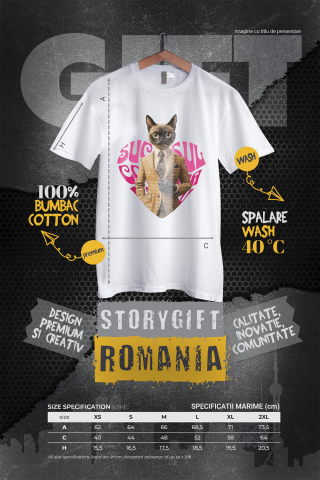 Tricou Femei cu Animal La Costum, Text in Forma de Inima , Peronalizata cu Numele si Poza Animalului Tau cu imprimeu pe Fata, 100% Bumbac, Alb, M [3]
