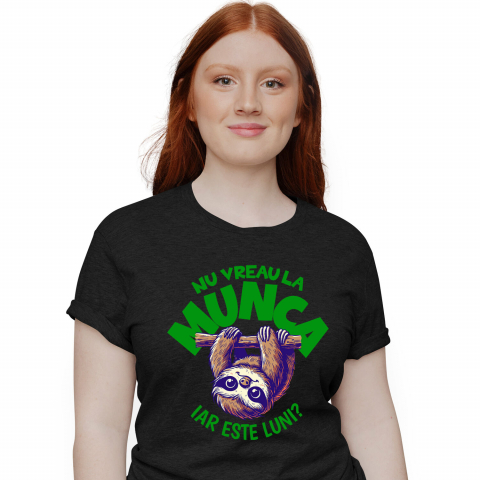 Tricouri - Tricou Femei, Barbati, Copii, Fata, Baiat, Unisex Personalizat Tricou Personalizat Animal Leneș – Mesaj Haios pentru Luni | Cadou Relaxant