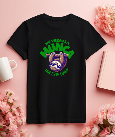 Tricou Femei, Barbati, Copii, Fata, Baiat, Unisex Personalizat Tricou Personalizat Animal Leneș – Mesaj Haios pentru Luni | Cadou Relaxant [2]