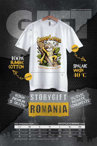 Tricou Femei, Barbati, Copii, Fata, Baiat, Unisex Personalizat Animal Lenes Dormind Pe Trunchi Copac Cu Costum Super Erou Galben – Cadou Personalizat „Astăzi Vreau Doar Să Dorm” [3]