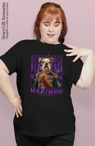 Tricou Femei cu Animal Veteran de Razboi, Peronalizata cu Numele si Poza Animalului Tau cu imprimeu pe Fata, 100% Bumbac, Negru, XS [1]