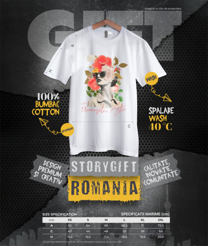 Tricou Femei, Barbati, Copii, Fata, Baiat, Unisex Personalizat Artă Abstractă Chip Feminin cu Ochelari și Text „Frumusețea Artei” | Cadouri Personalizate pentru Femei și Familie [3]