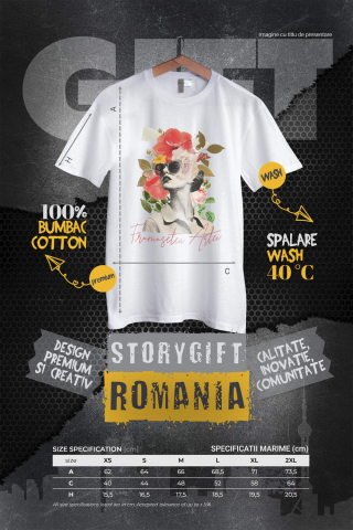 Tricou Femei, Barbati, Copii, Fata, Baiat, Unisex Personalizat Artă Abstractă Chip Feminin cu Ochelari și Text „Frumusețea Artei” | Cadouri Personalizate pentru Femei și Familie [3]