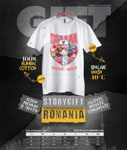 Tricou Femei, Barbati, Copii, Fata, Baiat, Unisex Personalizat Asistentă Medicală în Costum Alb – Design Personalizat Medicină [3]