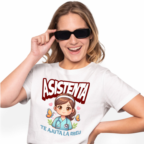 MESERII - Tricou Femei, Barbati, Copii, Fata, Baiat, Unisex Personalizat Asistentă Medicală în Ținută Albastră – Design Unic Personalizat