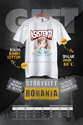 Tricou Femei, Barbati, Copii, Fata, Baiat, Unisex Personalizat Asistentă Medicală în Ținută Albastră – Design Unic Personalizat [3]