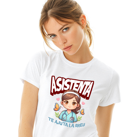 Tricou Femei, Barbati, Copii, Fata, Baiat, Unisex Personalizat Asistentă Medicală în Ținută Albastră – Design Unic Personalizat