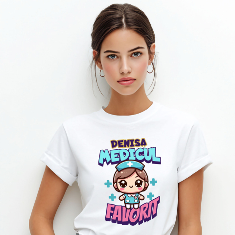 Tricou Femei, Barbati, Copii, Fata, Baiat, Unisex Personalizat Asistentă Medicală în Ținută Albastră – Design Personalizat pentru Profesioniști