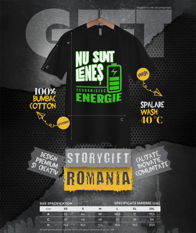 Tricou Femei, Barbati, Copii, Fata, Baiat, Unisex Personalizat Baterie Reîncărcare Energie „Nu Sunt Leneș, Economisesc Energie” - Cadou Personalizat Amuzant [3]