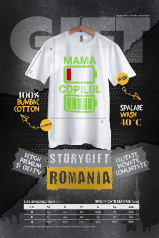 Tricou Femei, Barbati, Copii, Fata, Baiat, Unisex Personalizat Baterii Încărcare pentru Mama și Copil | Cadou Personalizat de Energie pentru Familie [3]