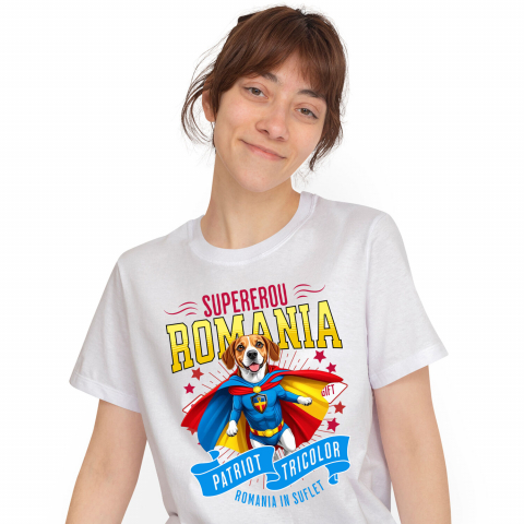 Tricouri - Tricou Femei, Barbati, Copii, Fata, Baiat, Unisex Personalizat Boxer în Costum de Căpitan România – Cadou Personalizat pentru Iubitorii de Câini