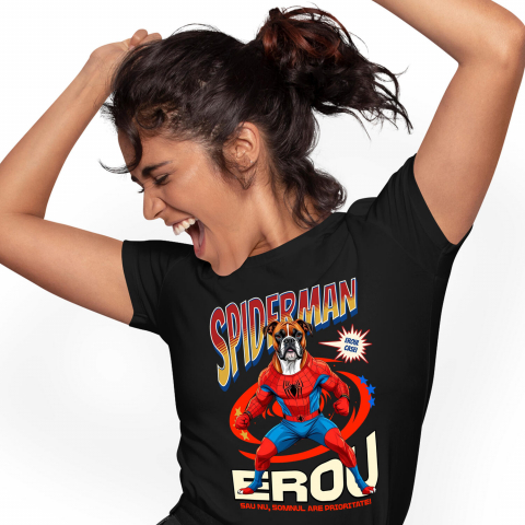 Tricouri - Tricou Femei, Barbati, Copii, Fata, Baiat, Unisex Personalizat Boxer în Costum Spider-Man - Cadou Personalizat pentru Copii și Familie