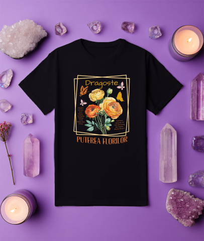 Tricou Femei, Barbati, Copii, Fata, Baiat, Unisex Personalizat Buchet de Flori Colorate | Dragoste și Puterea Florilor | Cadou Personalizat cu Mesaj de Iubire [2]