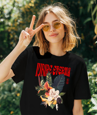 Tricou Femei, Barbati, Copii, Fata, Baiat, Unisex Personalizat Buchet de Flori Colorate cu Text „Iubire Eterna” | Cadouri Personalizate pentru Femei, Familie și Prieteni [1]