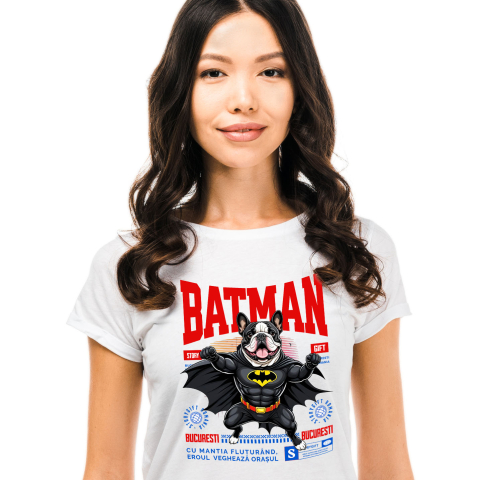 SuperEroi si Personaje TV - Tricou Femei, Barbati, Copii, Fata, Baiat, Unisex Personalizat Bulldog În Costum de Batman – Câine Supererou pentru Copii și Iubitorii de Animale