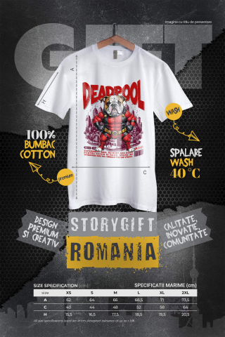 Tricou Femei, Barbati, Copii, Fata, Baiat, Unisex Personalizat Bulldog în Costum Deadpool - Cadou Personalizat pentru Copii și Familie [3]