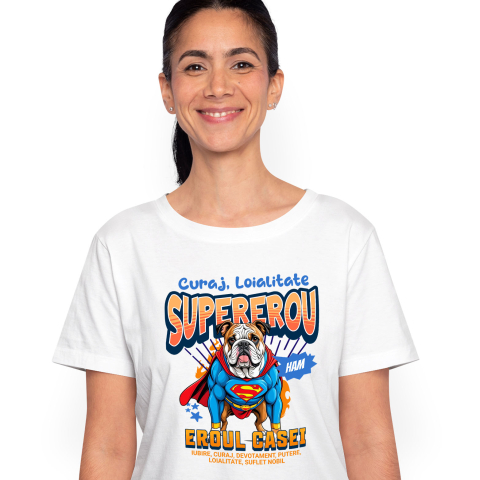 SuperEroi si Personaje TV - Tricou Femei, Barbati, Copii, Fata, Baiat, Unisex Personalizat Bulldog în Costum de Superman – Produse Personalizate pentru Familie și Copii