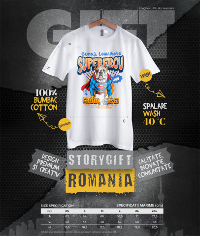 Tricou Femei, Barbati, Copii, Fata, Baiat, Unisex Personalizat Bulldog în Costum de Superman – Produse Personalizate pentru Familie și Copii [3]