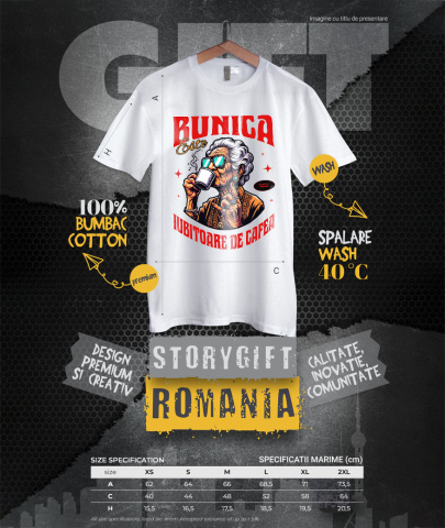 Tricou Femei, Barbati, Copii, Fata, Baiat, Unisex Personalizat „Cana Personalizată „Bunica Cool” – Cadou Ideal pentru Bunica Iubitoare de Cafea” [3]