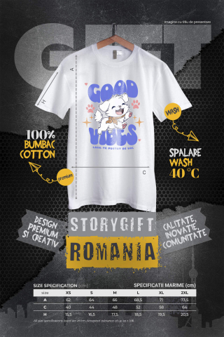 Tricou Femei, Barbati, Copii, Fata, Baiat, Unisex Personalizat „Câine Alb Vesel Alergând – Good Vibes – Cadou Personalizat pentru Iubitorii de Câini” [3]
