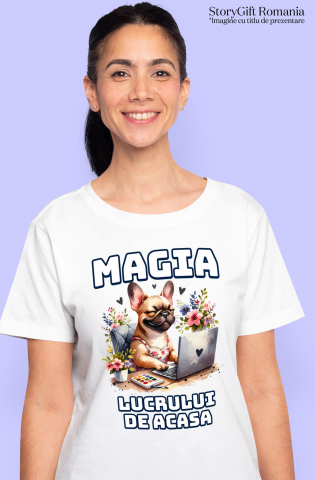Tricou Femei, Barbati, Copii, Fata, Baiat, Unisex Personalizat Câine la Birou – Magia Lucrului de Acasă | Tricou Personalizat [1]