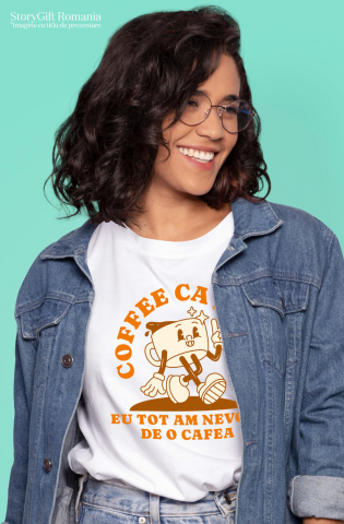 Tricou Femei, Barbati, Copii, Fata, Baiat, Unisex Personalizat „Cana de Cafea Veselă cu Mesaj Amuzant - „Coffee ca N-o Fi Eu Tot Am Nevoie De O Cafea” Cadou Personalizat pentru Iubitorii de Cafea” [1]