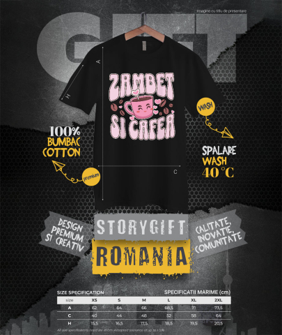 Tricou Femei, Barbati, Copii, Fata, Baiat, Unisex Personalizat „Cana de Cafea Zambitoare - Cadou Personalizat pentru Iubitorii de Cafea și Energie” [3]