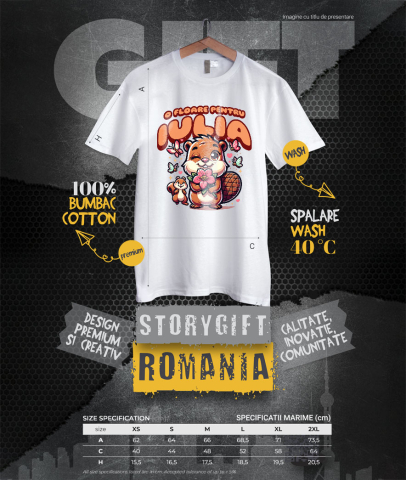 Tricou Femei, Barbati, Copii, Fata, Baiat, Unisex Personalizat Tricou Personalizat Castor Romantic – Cadou pentru Iubirea Ta | Dragobete și Valentine's Day [3]