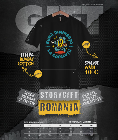 Tricou Femei, Barbati, Copii, Fata, Baiat, Unisex Personalizat Ceas Mecanica „Buna Dimineața” – Cadou Personalizat Cu Cafea și Hot-Dog | Dimineața Perfectă [3]