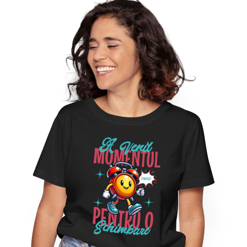 Citate - Tricou Femei, Barbati, Copii, Fata, Baiat, Unisex Personalizat Ceas Mecanics Galben cu Mesaj Inspirațional – A venit momentul pentru o schimbare