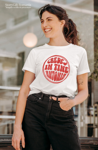 Tricou Femei, Barbati, Copii, Fata, Baiat, Unisex Personalizat "Cerc Roșu Inimioară Suflet Crede În Tine - Cadou Personalizat pentru Antonia, Iubire și Prietenie" [1]