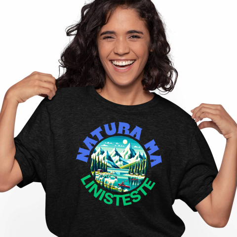 Tricou Femei, Barbati, Copii, Fata, Baiat, Unisex Personalizat "Cerc View Montan cu Lac Albastru – Liniște în Natură la Cabana și Pe Lac"