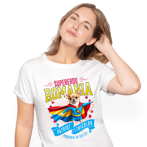 Tricou Femei, Barbati, Copii, Fata, Baiat, Unisex Personalizat Chihuahua în Costum de Căpitan România – Cadou Personalizat pentru Iubitorii de Câini
