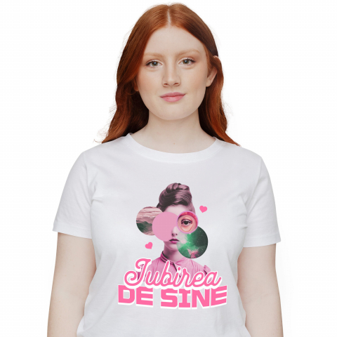 Tricouri - Tricou Femei, Barbati, Copii, Fata, Baiat, Unisex Personalizat Camasa Roz cu Chip Feminin Abstract și Mesaj Iubire de Sine - Cadouri Personalizate pentru Femei, Încredere și Inspirație