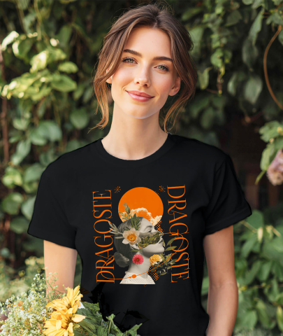 Tricou Femei, Barbati, Copii, Fata, Baiat, Unisex Personalizat Chip Feminin Abstract cu Soare și Text de Dragoste | Cadouri Romantice Personalizate pentru Femei și Familie [1]