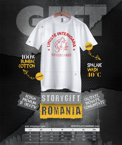 Tricou Femei, Barbati, Copii, Fata, Baiat, Unisex Personalizat Chip Feminin Atractiv cu Mesaj „Liniște Interioară” – Cadouri Personalizate pentru Femei, Dragoste de Sine și Echilibru [3]