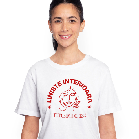 Mixed - Tricou Femei, Barbati, Copii, Fata, Baiat, Unisex Personalizat Chip Feminin Atractiv cu Mesaj „Liniște Interioară” – Cadouri Personalizate pentru Femei, Dragoste de Sine și Echilibru