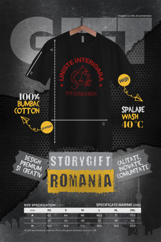 Tricou Femei, Barbati, Copii, Fata, Baiat, Unisex Personalizat Chip Feminin Atractiv cu Mesaj „Liniște Interioară” – Cadouri Personalizate pentru Femei, Dragoste de Sine și Echilibru [3]